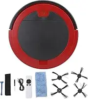 Robot Vacuum Cleaner, Robot Vacuum and Mop Combo, Strong Suction, Automatic Obstacle Avoidance, Robotic Vacuum with Remote Control, for Pet Hair, Carpets, Hard Floors (Red)