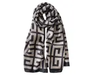 S68 180cm Grey Geometric Print Fiber Scarf Thin Air Conditioning Shawl Outer Scarves Outdoor Evening Dresses Women
