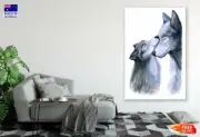 Wolf & Baby Wolf Abstract Design Wall Canvas Home Decor Australian Made Quality