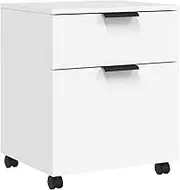 vidaXL Mobile File Cabinet with Wheels Office Desk Storage Drawer Living Room Bedroom Side Cabinet Home Organiser White Engineered Wood