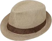 [Clobeau] Men Straw Fedora Hat Fedora Hats Trilby Hat Sun Hat Panama Hat Wool Straw Beach Hat Bucket Roll Up Straw Fedoras Sunhats