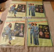 Bucilla Needlecraft Kit Denim Iron on Patches Kit 2297 2296 Embroidery 1970s LOT