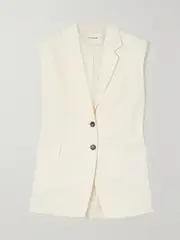 [FRAME] FRAME - + Net Sustain Oversized Organic Linen-blend Vest - Off-white - medium medium Off-white