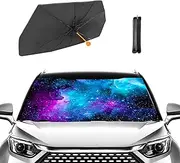 Purple Starry Nights Car Windshield Sun Shade - 57" x 31" Foldable Car Umbrella Sun Shade Cover UV Rays & Heat Sun Visor Universal Front Windshield Sun Shade for SUV Trucks
