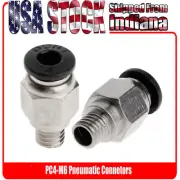 PC4-M6 Quick Fitting Pneumatic, Bowden PTFE Tube Connector, Silver, Pass Through