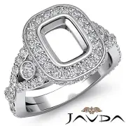 Cushion Bezel Semi Mount Diamond Engagement Cross Shank Ring 14k W Gold 1.4Ctw