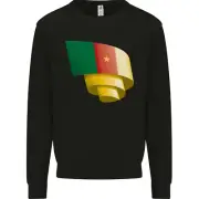 Curled Cameroon Flag Cameroonian Day Football Kids Sweatshirt Jumper