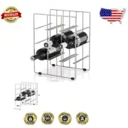 Sleek Nickel-Plated Wine Bottle Shelf for 9 Bottles - Ideal for Modern Spaces