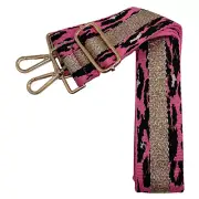 Metallic Champagne Hot Pink Leopard Stripe Adjustable Crossbody Bag Purse Strap
