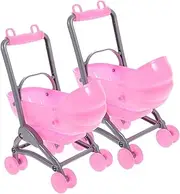 Boys and Girls's Playhouse Stroller Model 2pcs Mini Baby Carriage Toys Plastic Stroller Toys for Toddlers