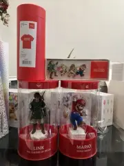 Nintendo San Francisco Super Mario + Link Statue Figure + Logo T Shirt PIN SET