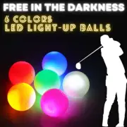 6x LED Golf Balls Bright Glow in the Dark Long Lasting Night Golf Ball for Club