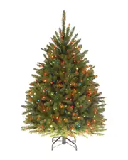 National Tree Company 4.5ft Dunhill Fir Hinged Tree with 450 Multi Lights