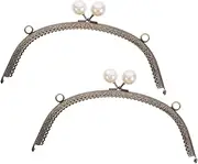 HANABASS Elegant Bag Making Accessory 2pcs Pearl Clasp Frame Replacement Hardware for Purses
