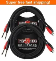 2 Pack Pig Hog Solutions 15ft Dual RCA (Male) to Dual -1/4" Cable PD-R1415 -NEW