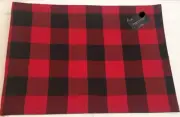 Red Black Buffalo Check Fabric Placemat 18 x 13 Table Decoration Black Backside