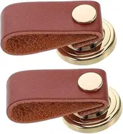 Yardwe 2pcs Leather Drawer Pulls Single Hole Design Decorative Handles for Dresser Shoe Cabinet Stylish Leather Knobs Easy Installation Vintage Furniture Hardware