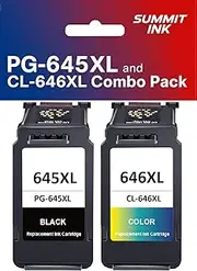 Summit Ink PG-645XL and CL-646XL Combo Pack, Black and Colour Ink Cartridges, Compatible with Pixma MG2965 MG2460 MG2560 MG2960 MG3060 MX496 TR4560 TS3160 TS3360