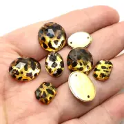 Craft Gold Leopard Acrylic Flatback Sewing Rhinestone Gems Sew on Beads Various