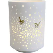 LVD Porcelain Tealight Candle Holder Display Midnight Bird 14cm - White