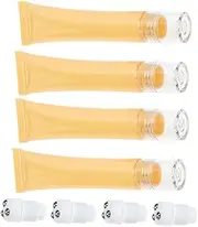 LIFKOME 4pcs Empty Roller Ball Bottle for Eye Cream and Essential Oils DIY Fillable Squeeze Tubes Travel Khaki for Custom Skincare Formulations and Eye Care