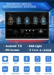 2× 14'' 4+64GB 1080P Android Rotatable Multifunction Headrest TV Monitor Tablet