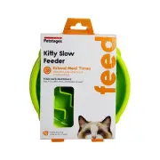 Petstages Cat Fun Feeder Green Wave Slow Food Bowl for Cats - Green