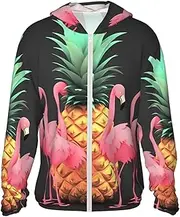 [LHBWCVN] UPF 50+ Light Jacket Full Zip Sun Protection Hoodie for Women Men Long Sleeve Pineapple Flamingos Sun Shirts