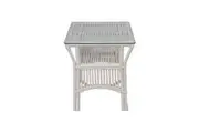 CR Atrium Rattan Side Table with Glass Top - White
