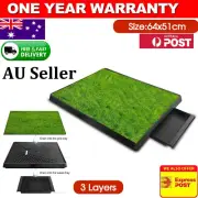 LARGE Indoor Dogs Pet Potty Training Portable Toilet Loo Tray Pad Grass Mat NEW