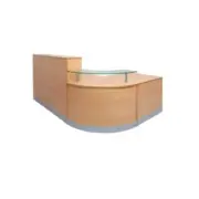 Rapidline Flow Reception Counter Front Office Desk Glass Top Beech Melamine NCT1