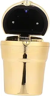 TIDTALEO 1Pc LED Car Ashtray with Creative Design Portable Smokeless Non Slip Ashtray for Car Golden Finish