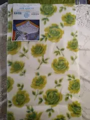 Vintage Beacon Slumber Rose Green Chartreuse & White Blanket Twin 72x90 NOS Trim