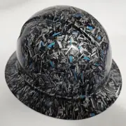 full brim hard hat custom hydro dipped IN FORGED CARBON FIBER TEAL BLUE NEW