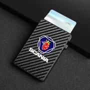 For Scania K250 K280 K310 K320 K490 SERIE G P S Scania RFID Anti-theft Carbon Fiber luxury Card Holder Bank Credit Pop Up Wallet Black