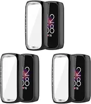 FitTurn 3 Packs Screen Protector intended for Fitbit Luxe Fitness and Wellness Tracker Ultra Slim Soft Full Cover Case Repalement Accessories -Soft, Convenient and Practical (Black-3pack)