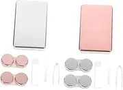 [GOOHOCHY] 2 Sets Rose Gold Silver Portable Cases Sturdy Travel Cosmetic Container for Women