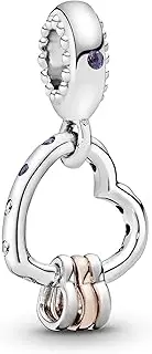 [PANDORA] Sterling silver & 14k rose gold-plated Love & Family Charms