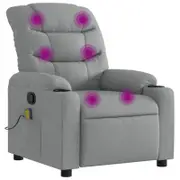 vidaXL Massage Recliner Chair Armchair Single Sofa Living Room Light Grey Fabric