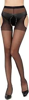 [lafomukea] Women's Suspender Tights, Open Crotch Tights, Open Crotch Tights, black, One size