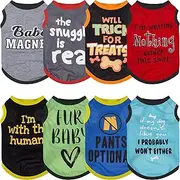 Saintrygo 8 Pieces Dog Shirts Pet Printed Clothes with Funny Letters Summer Pet T Shirts Cool Puppy Breathable Dog Outfit Soft Sweatshirt Cats(Classic Pattern,X- Large)