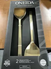 Oneida Modern Pillar Chefs Table Salad Servers Gold