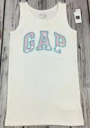 Gap Kids Girls Medium (8-9) White & Teal Sequins Tank Top. Nwt
