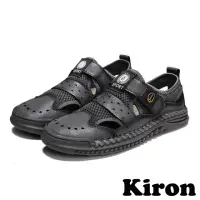 在飛比找momo購物網優惠-【Kiron】羅馬涼鞋 厚底涼鞋/復古沖孔網面拼接魔鬼粘造型