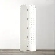 Pegboard Room Divider Panel,Wood Room Divider Wall with Support Feet,2/3/4 Panels Pegboard Partition Screen,for Bedroom Bazaar Jewelry Store(White,180x40cm-2 Panel)