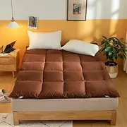 Futon Mattress Queen Size, Padded Japanese Floor Mattress Quilted Bed Mattress Topper, Portable Dormitory Tatami Mat,Roll Up Floor Lounger Bed(Dark Brown,Queen)