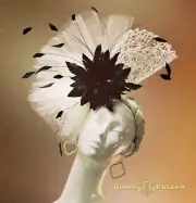 Aimee Fuller Bridal Kentucky Derby Hat Big Black White Easter Ascot Fascinator