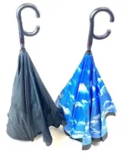 Reverse Vented Black Canopy Automatic Stick Umbrella