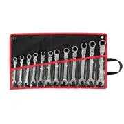 New 12Pc Metric Combination Wrench Set 8-19mm Flexible Head Ratchet Spanners