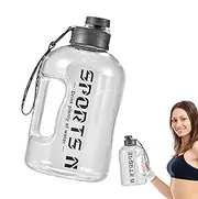 Fitness Scale Water Bottle - 1700ml Portable Space Kettle Water Bottle Cycling Cup With Precise Scale, Leak-Proof Drinks Bottle With Button For Outdoor Fitness - Gray